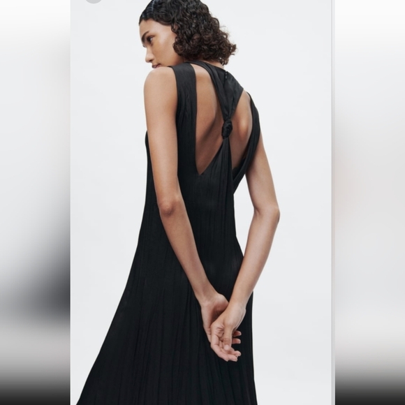 Zara Back Knot Satin Wrinkled Dress - Picture 3 of 3